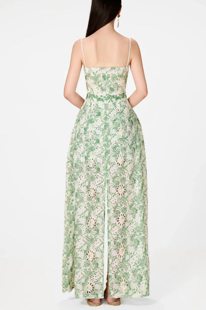 Abetzi Embroidered Shorts & Maxi Dress Set - Green