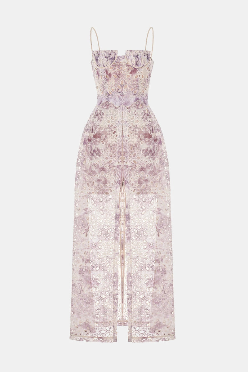 Abetzi Embroidered Shorts & Maxi Dress Set - Purple