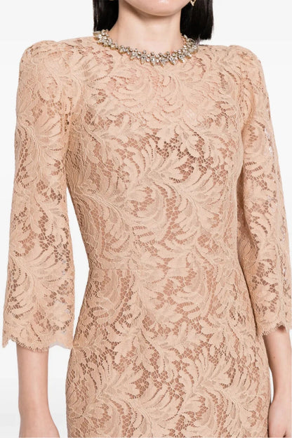Acotas Lace Crystal-embellished Midi Dress - Nude