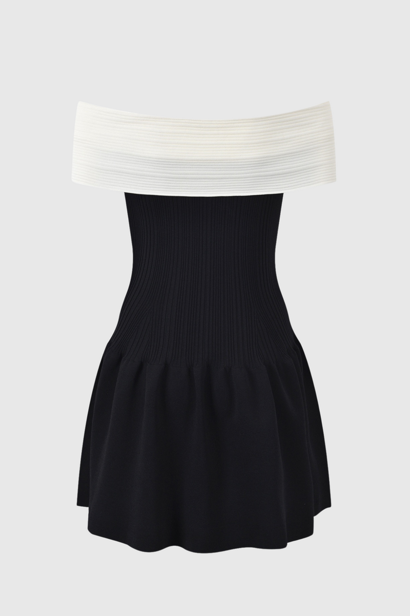 Adagio Bow Off Shoulder Knit Mini Dress