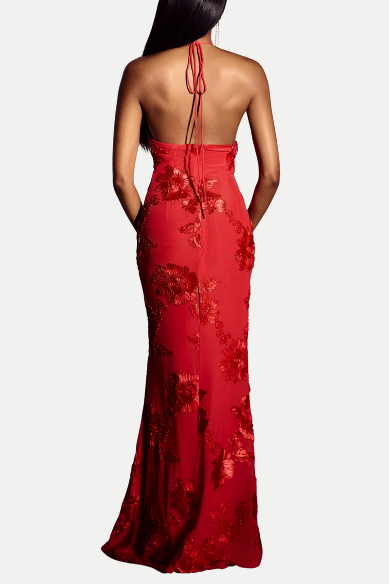 Aenkins Halter Maxi Dress - Red
