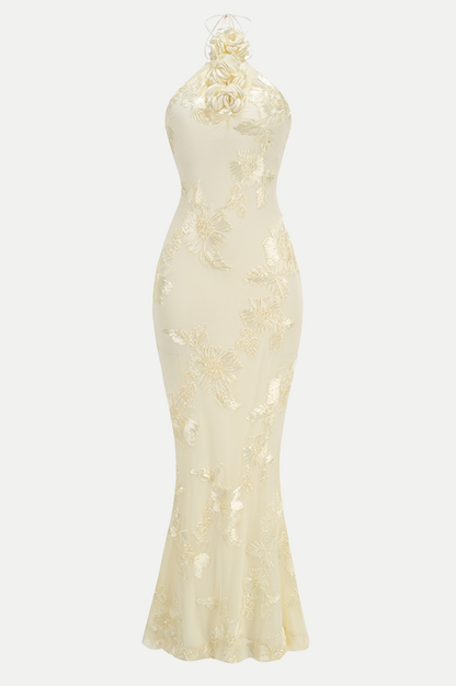 Aenkins Halter Maxi Dress - Beige