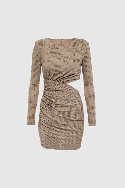 Agaton Rhinestone Cutout Ruch Mini Dress