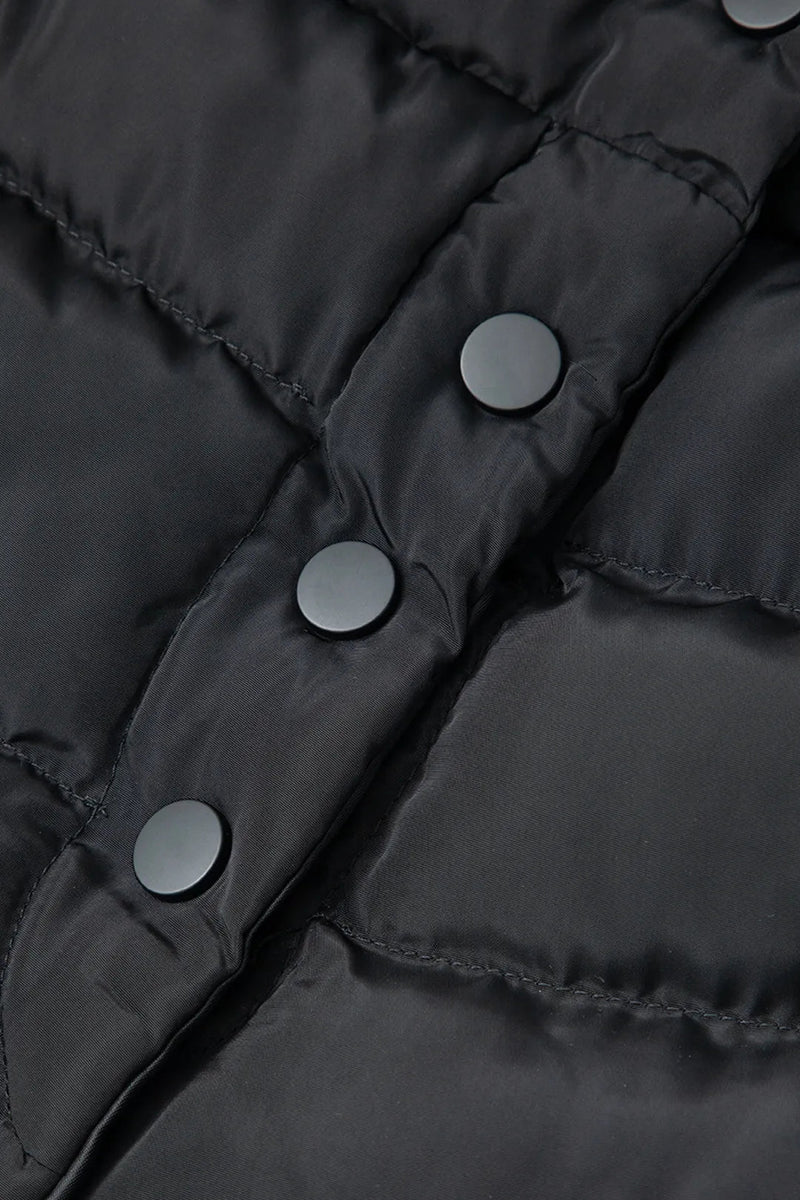 Aily Black Button Up Puffer Mini Skirt