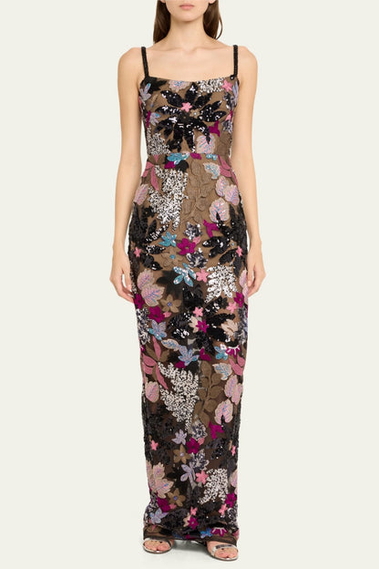 Aislinn Sequin Embroidered Maxi Dress
