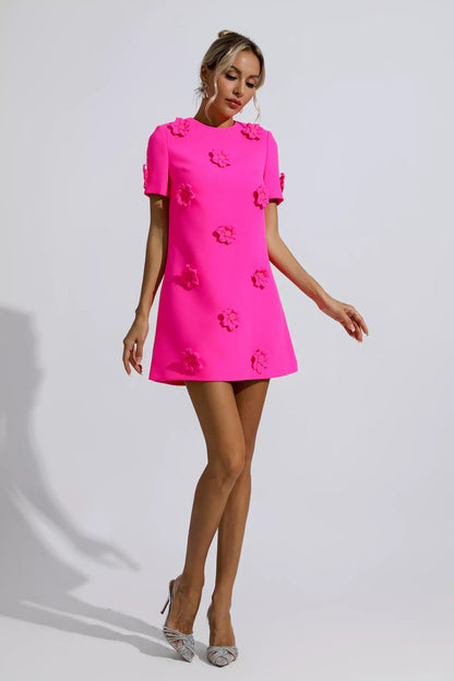 Alison Pink Jacquard Mini Dress
