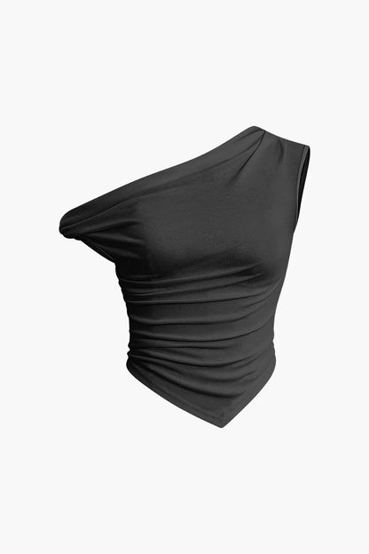 Alla Asymmetrical Twist Ruched T-shirt