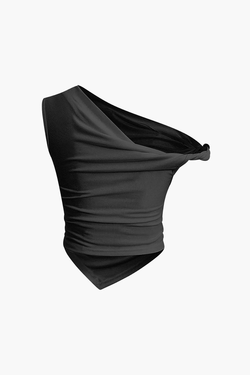Alla Asymmetrical Twist Ruched T-shirt