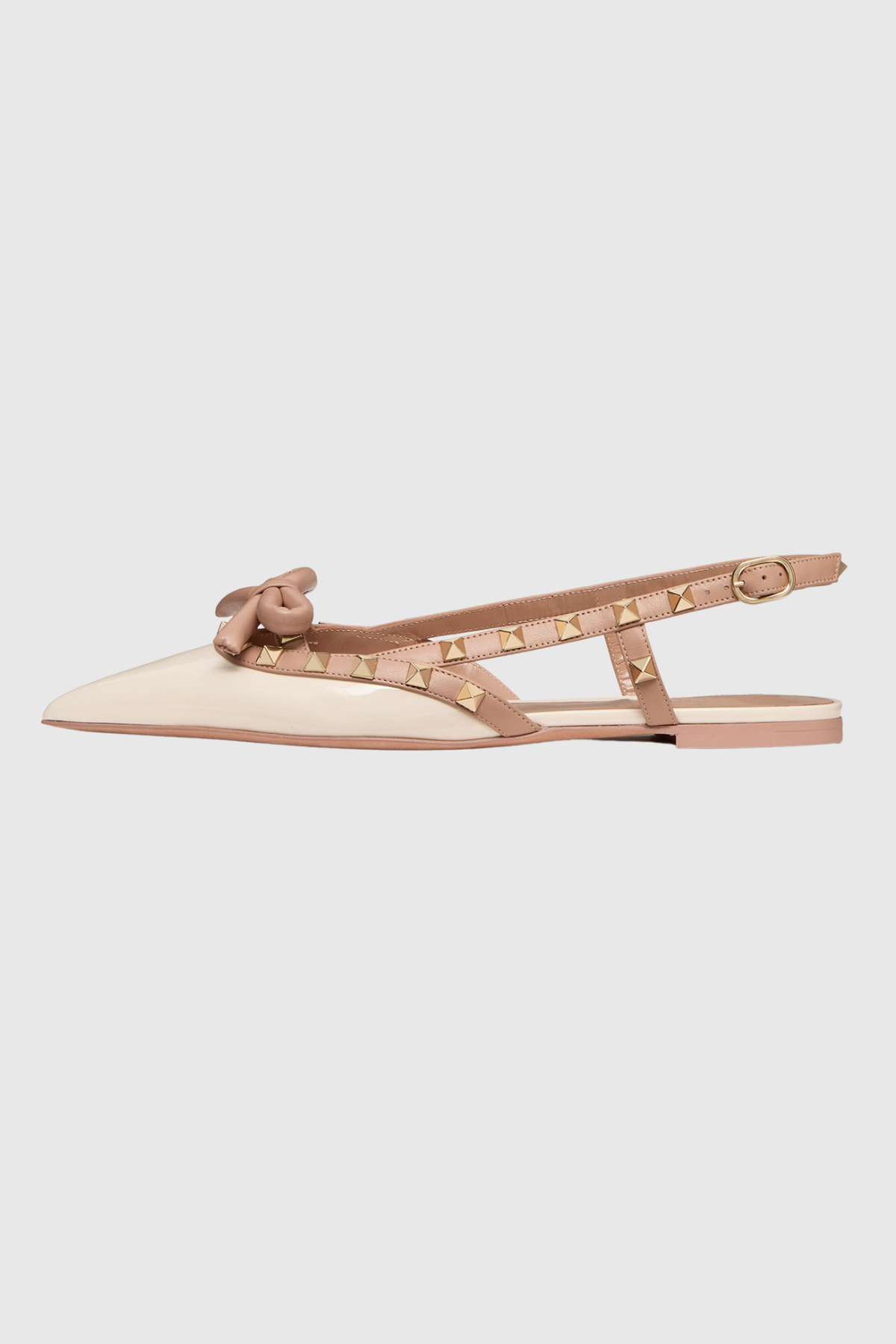 Alpha Studded Bow Flats in Apricot