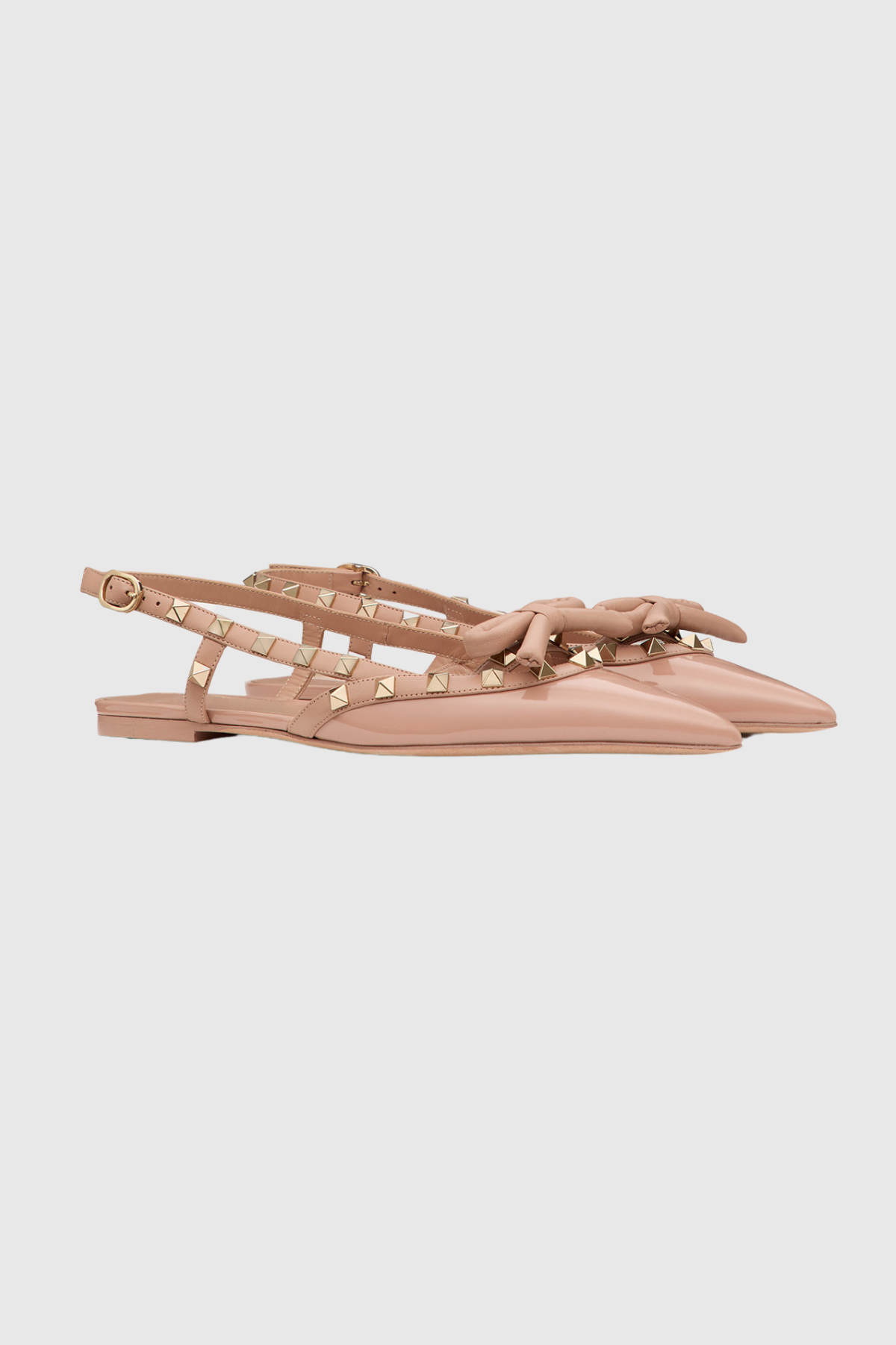 Alpha Studded Bow Flats in Pink