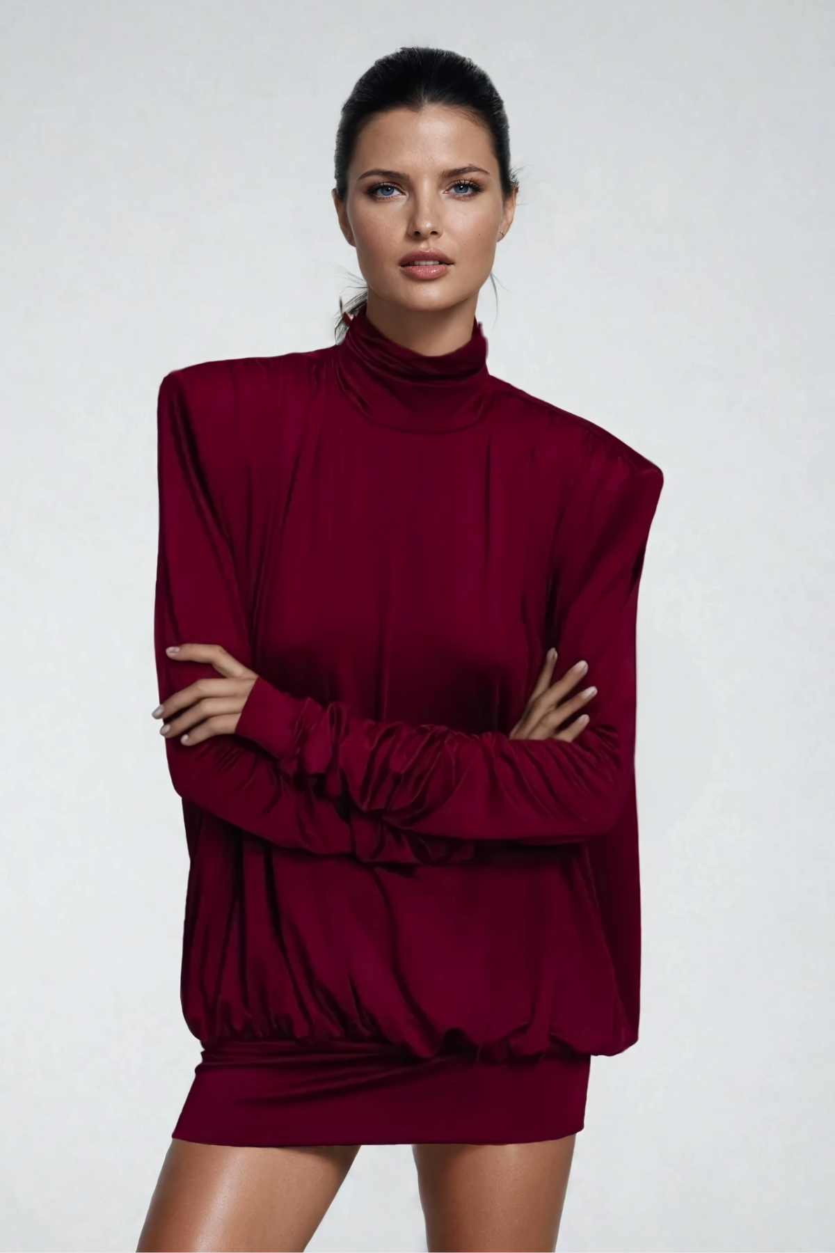 Alphonsus Backless Ruch Mini Dress in Red