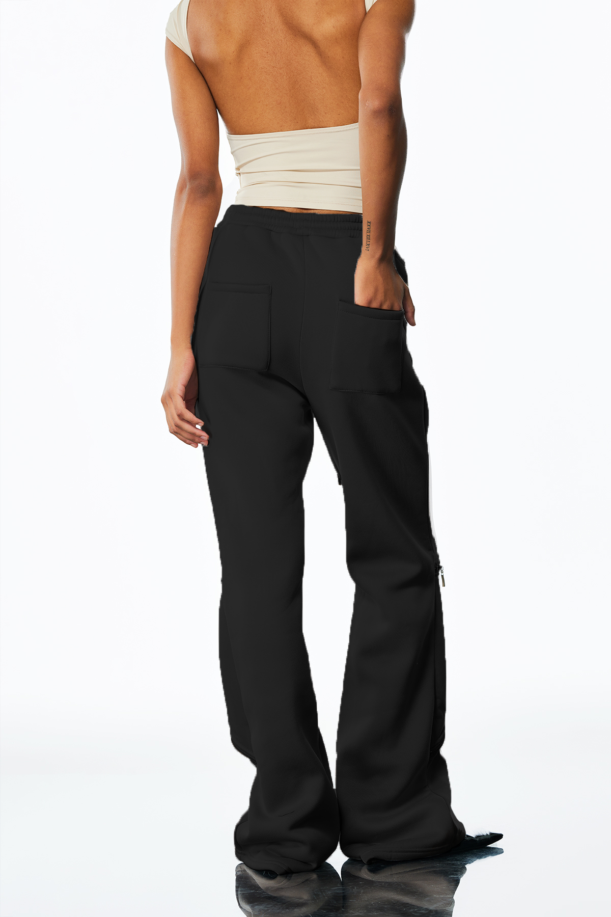 Amal Zipper Deconstruct Pants in Black