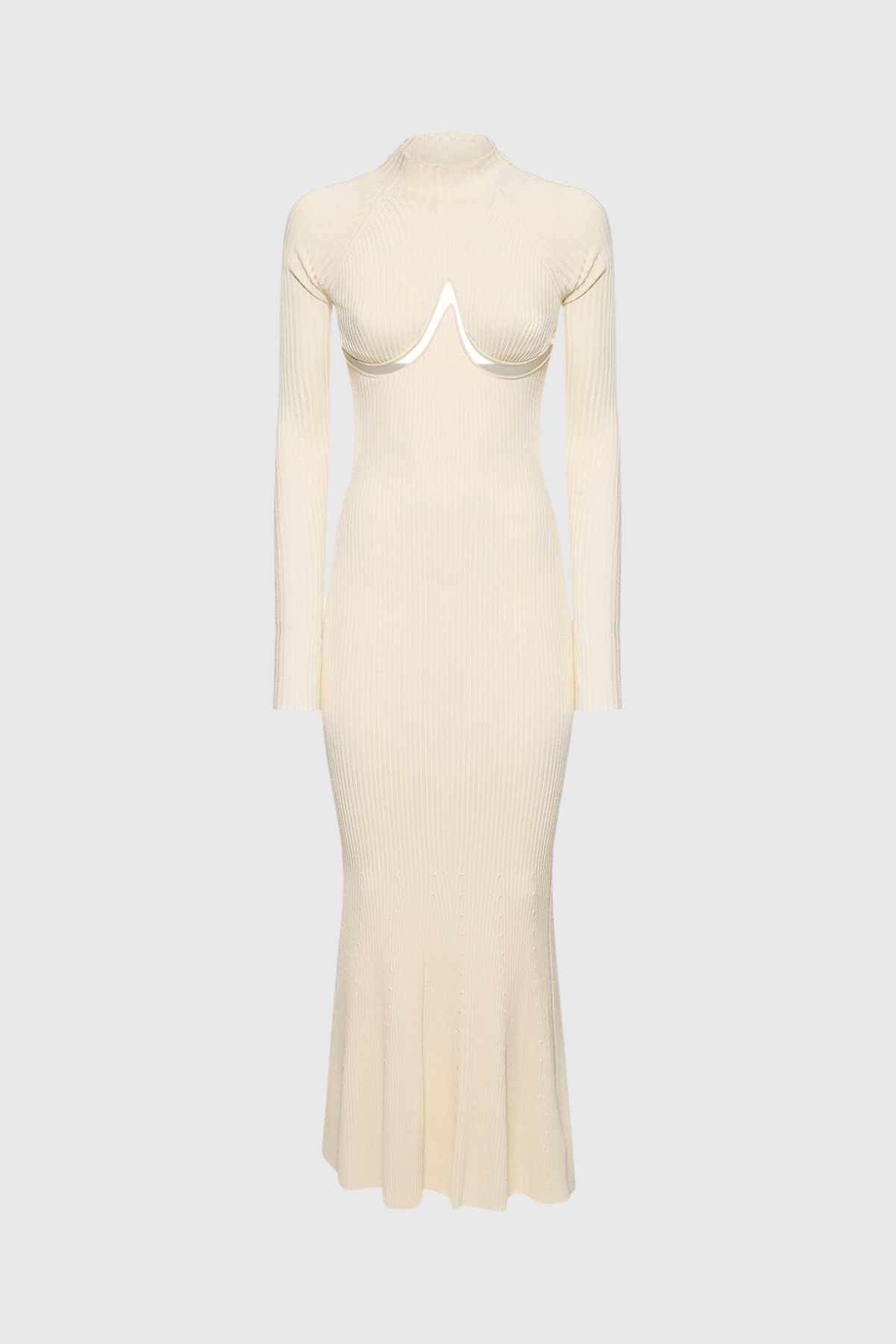 Amaury Cutout Ruffle Knit Maxi Dress in Apricot