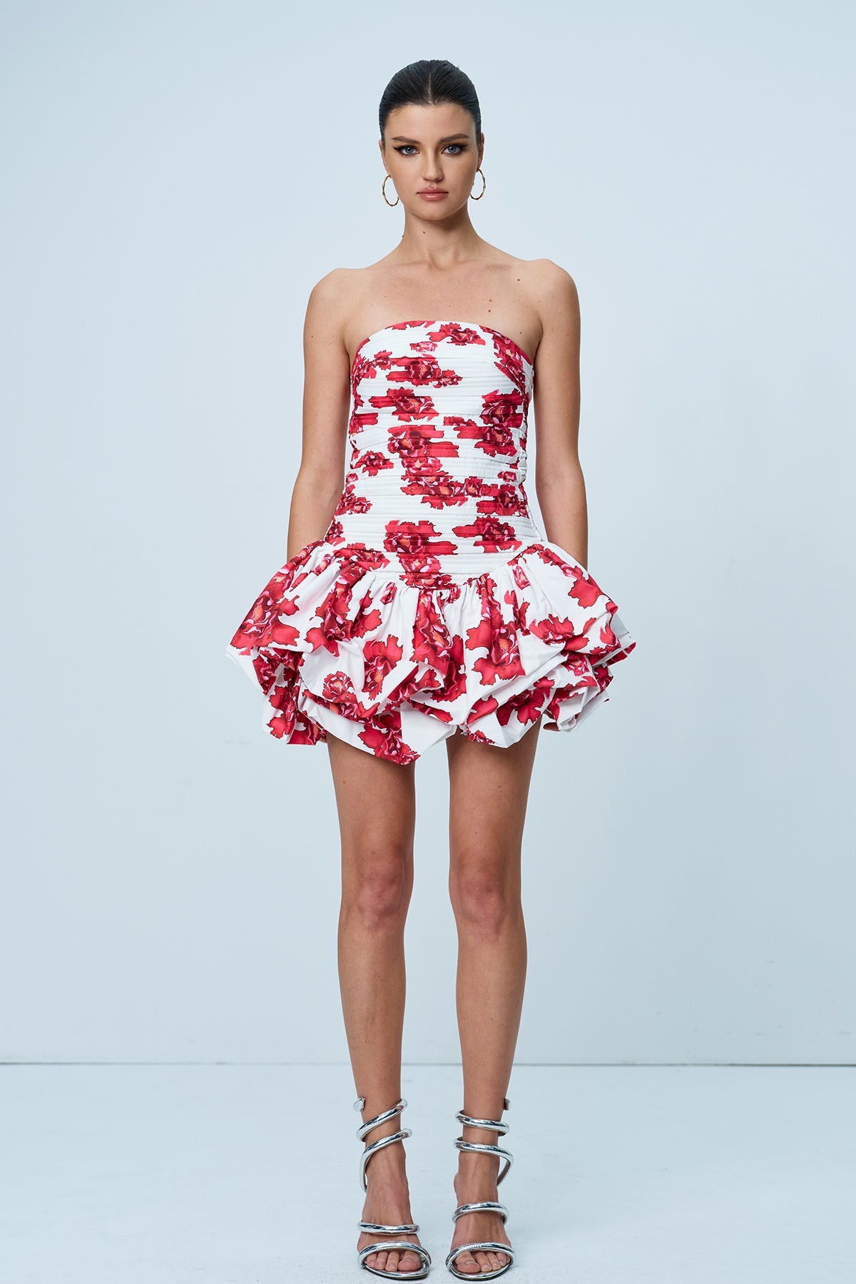 Americus Ruch Strapless Mini Dress in Red