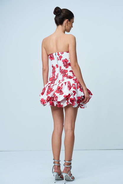 Americus Ruch Strapless Mini Dress in Red