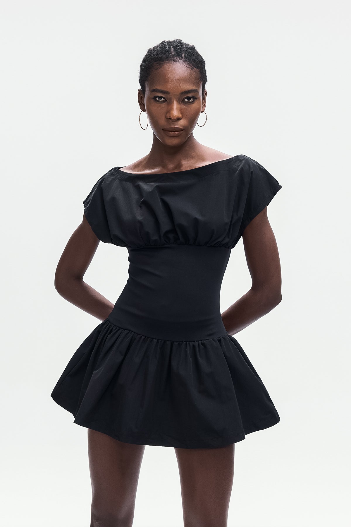 Amery Ruch Ruffle Deconstruct Mini Dress in Black