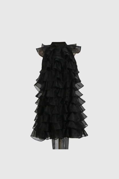 Ames Ruffle Ruch Sleeveless Mini Dress