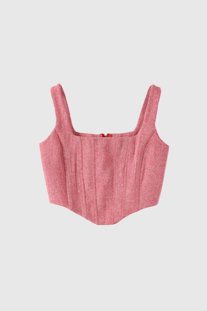 Anang Lapel Strapless Three Piece Pants Set in Pink
