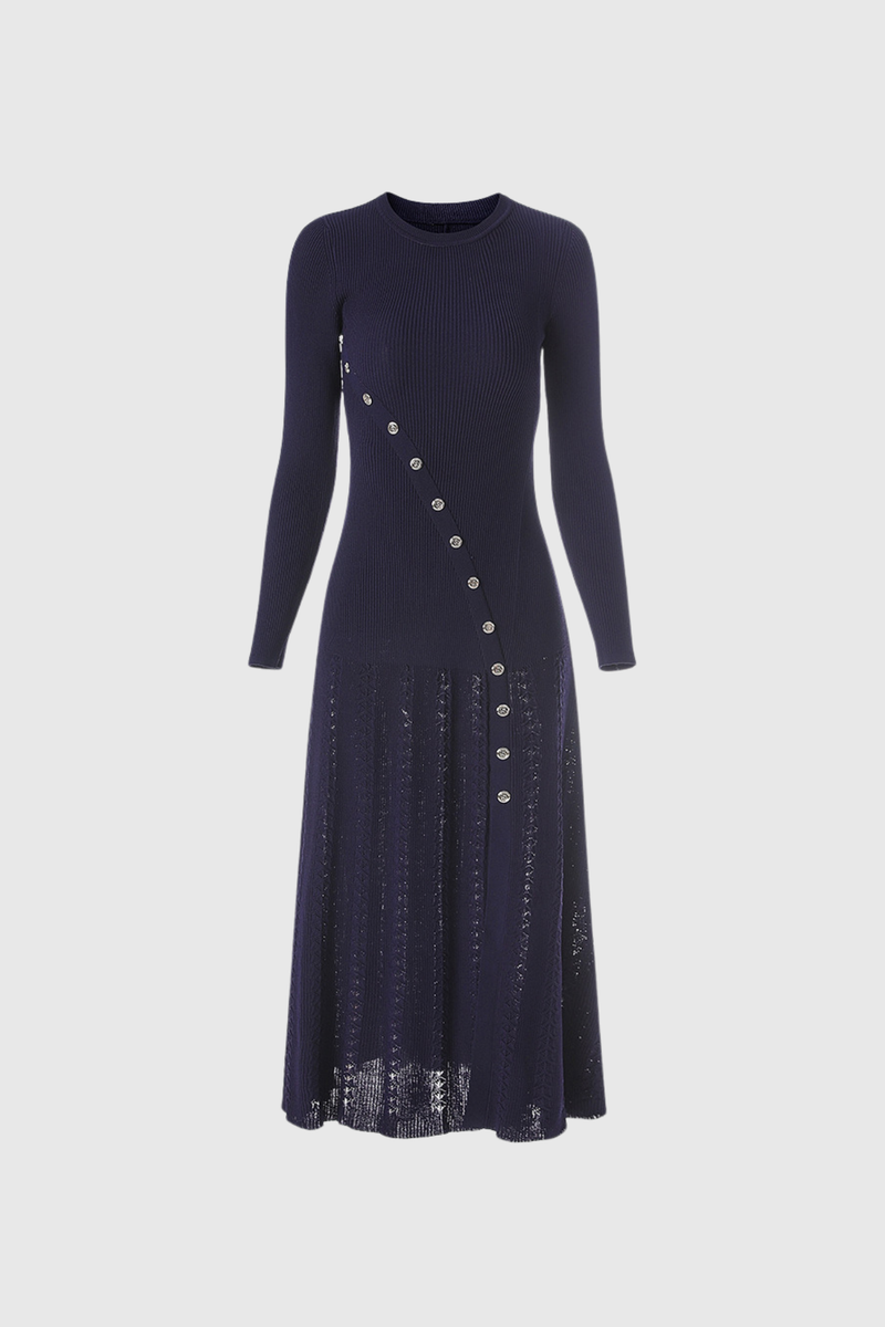 Anasazi Button Ruffle Knit Maxi Dress