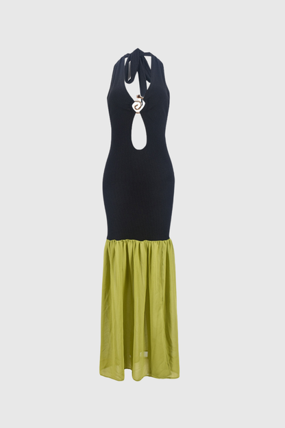 Anatoli Cutout Halter Neck Backless Split Maxi Dress