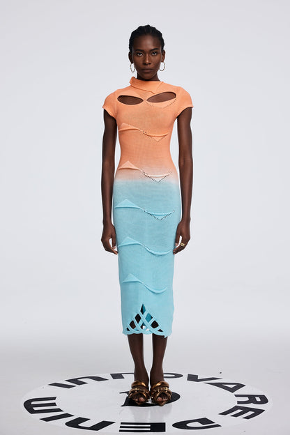 Anavia Cutout Asymmetric Ombre Maxi Dress