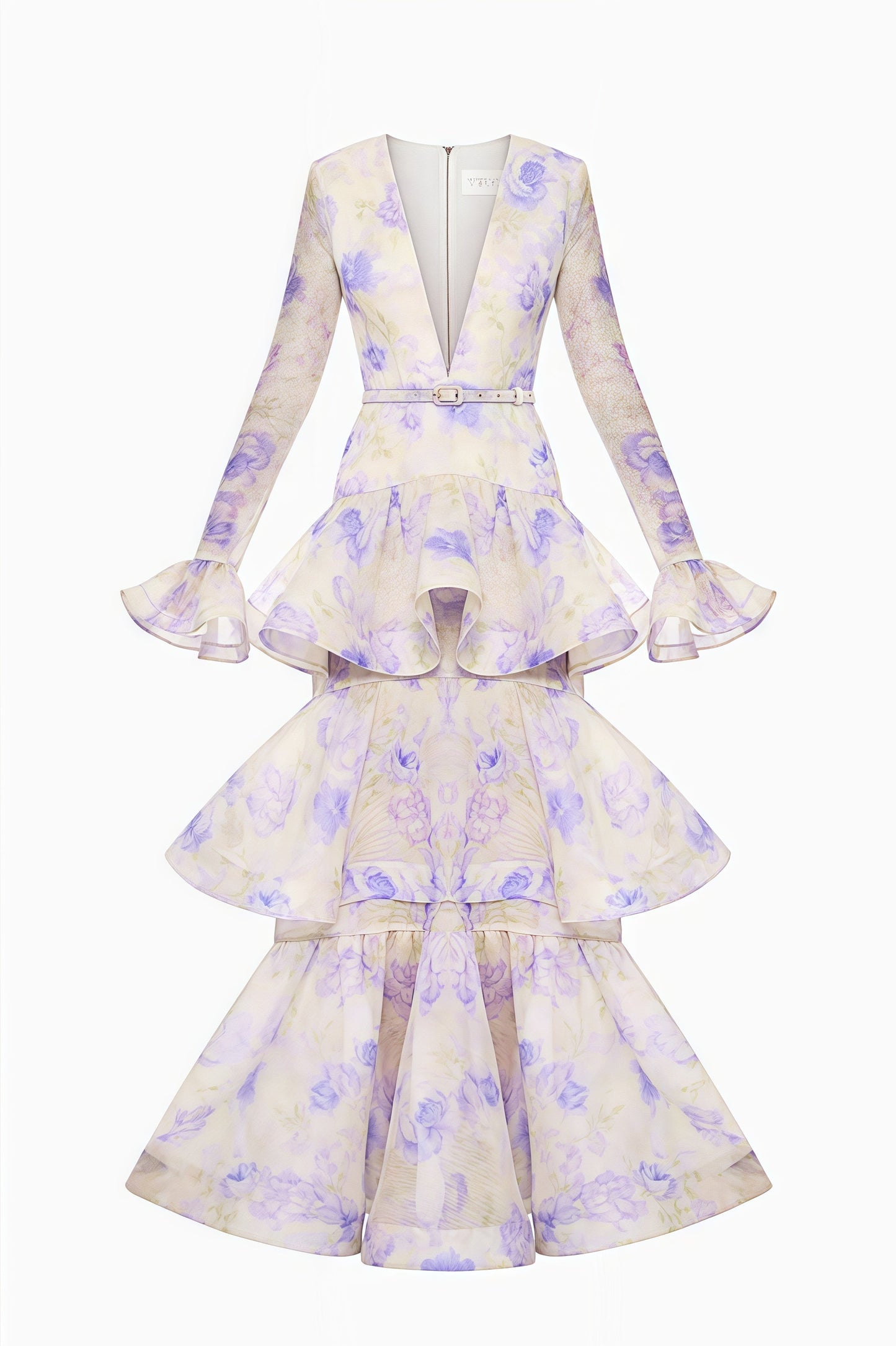 Olenf V-neck Printed Cake Maxi Dress
