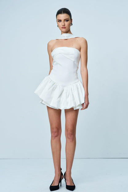 Angelito Strapless Ruffle Ruch Mini Dress