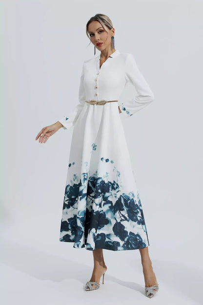Angie White Printed Maxi Dress