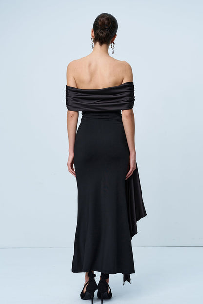 Anil Ruch Strapless Lace Up Maxi Dress