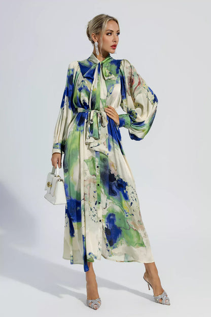 Anne Tie Dye Long Sleeves Maxi Dress