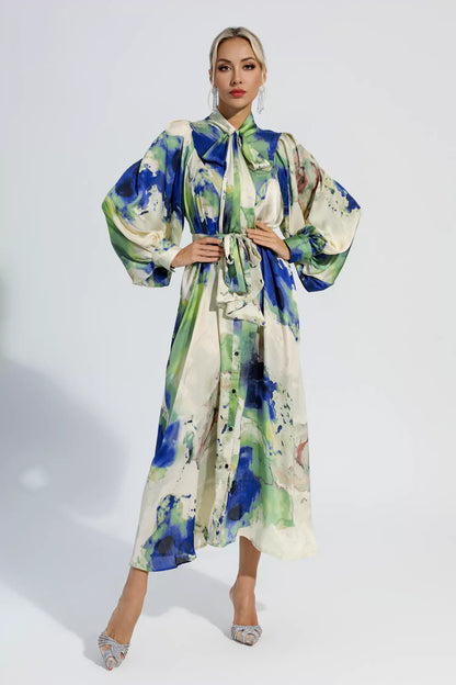 Anne Tie Dye Long Sleeves Maxi Dress