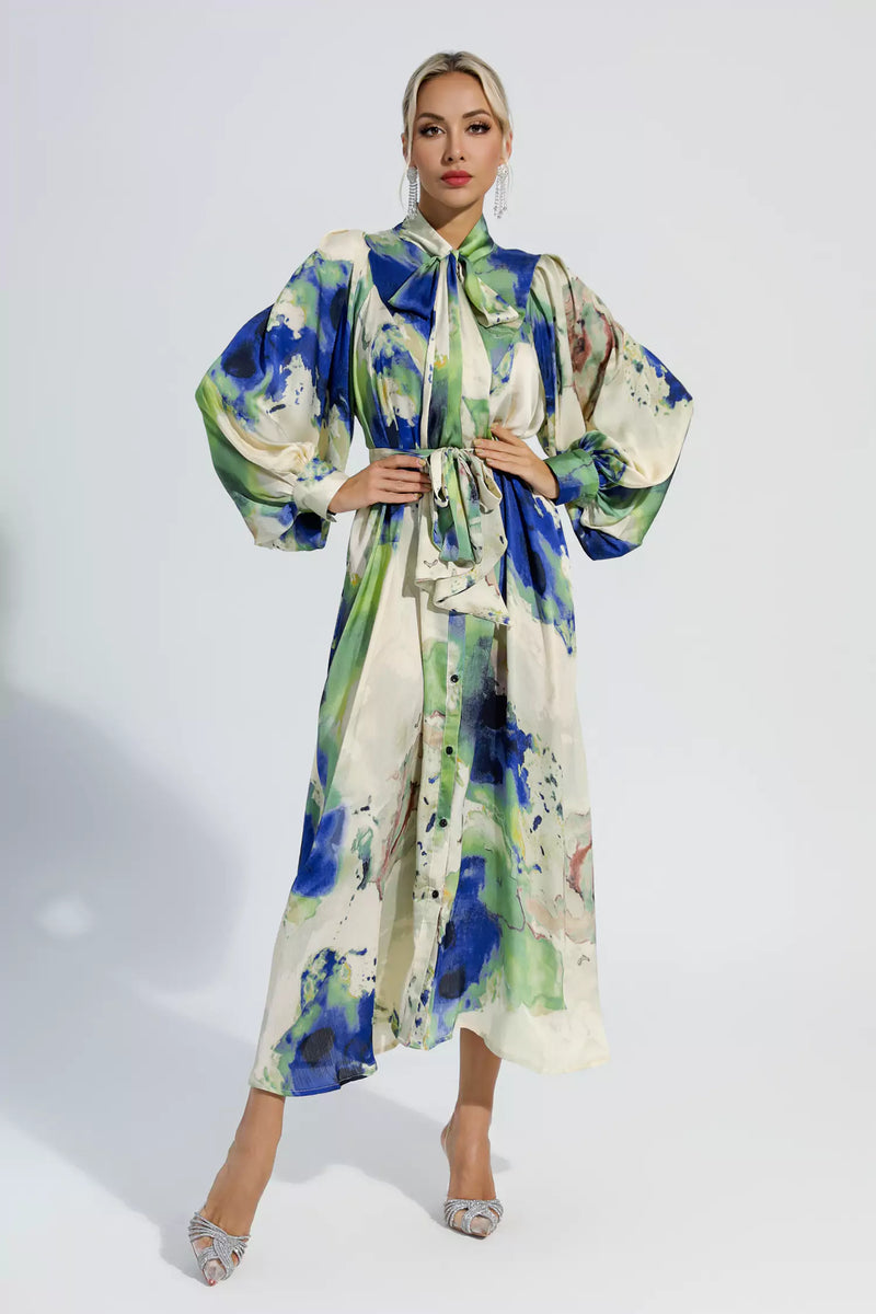 Anne Tie Dye Long Sleeves Maxi Dress