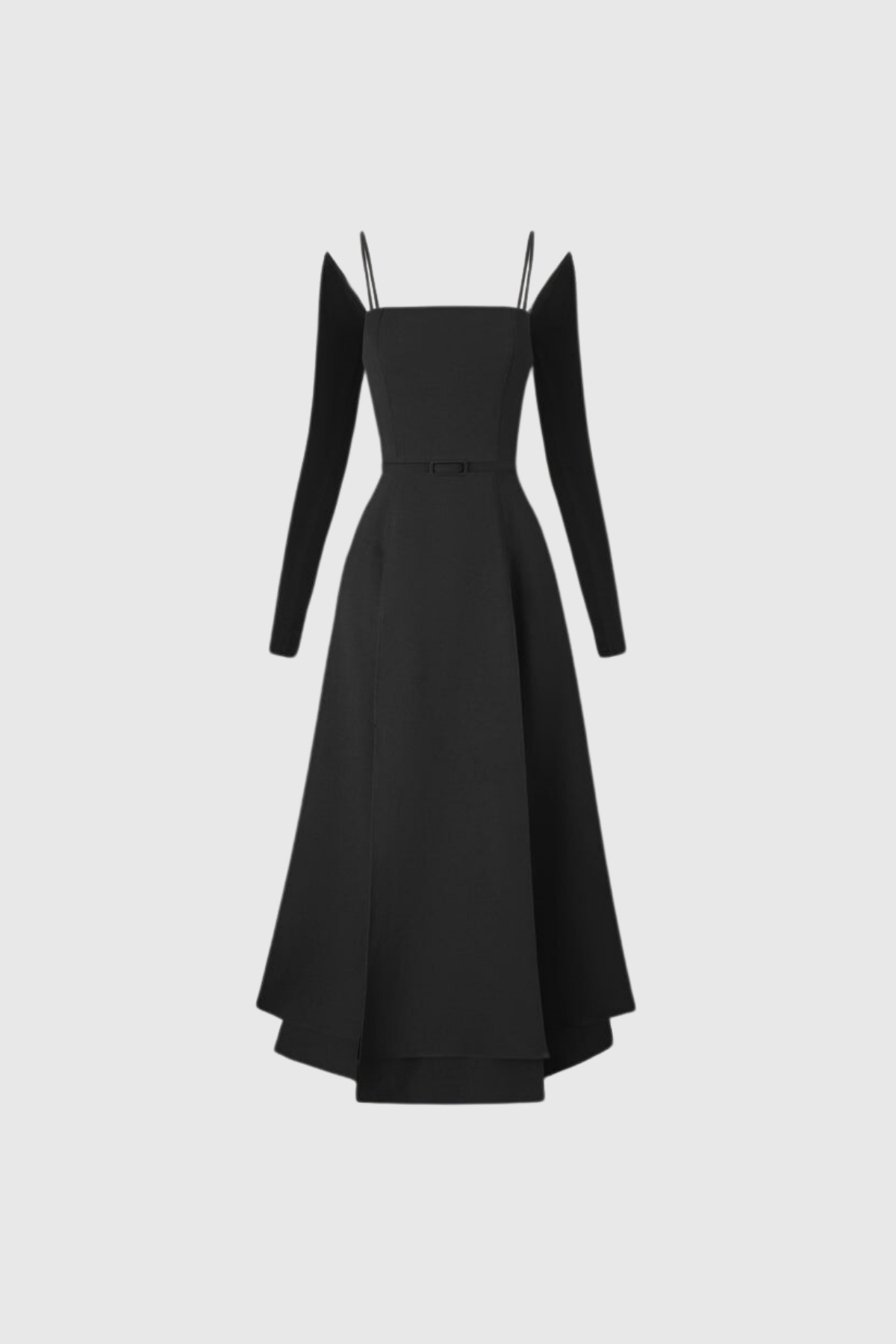 Annelien Lace Up Split Maxi Dress in Black