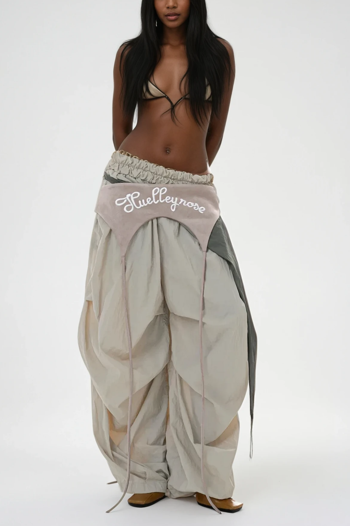 Anouk Asymmetric Deconstruct Wide Pants in Apricot