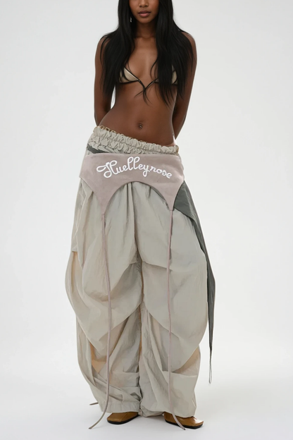 Anouk Asymmetric Deconstruct Wide Pants in Apricot