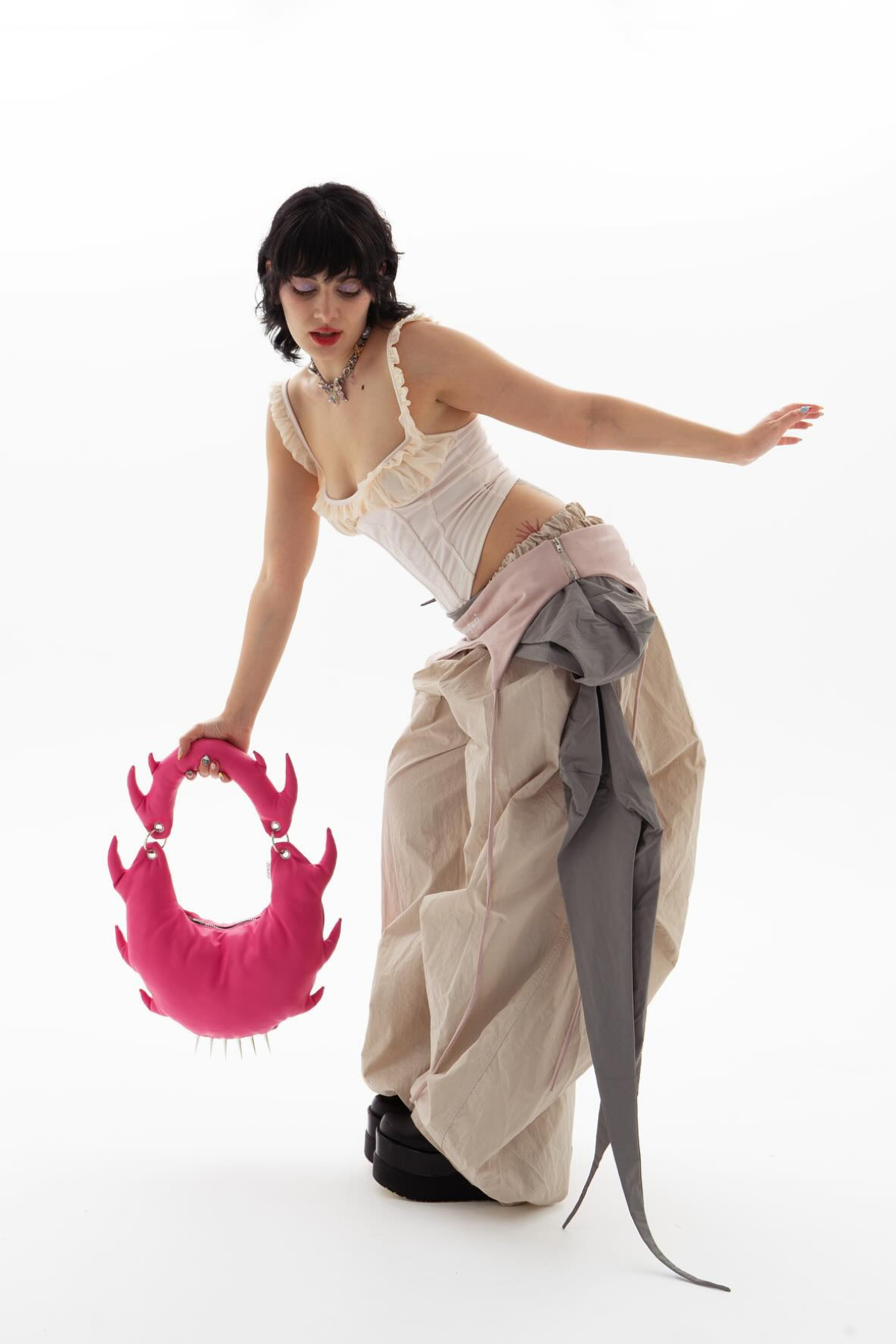 Anouk Asymmetric Deconstruct Wide Pants in Apricot