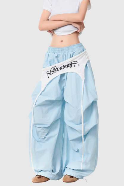 Anouk Asymmetric Deconstruct Wide Pants in Blue