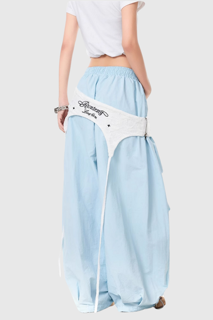 Anouk Asymmetric Deconstruct Wide Pants in Blue