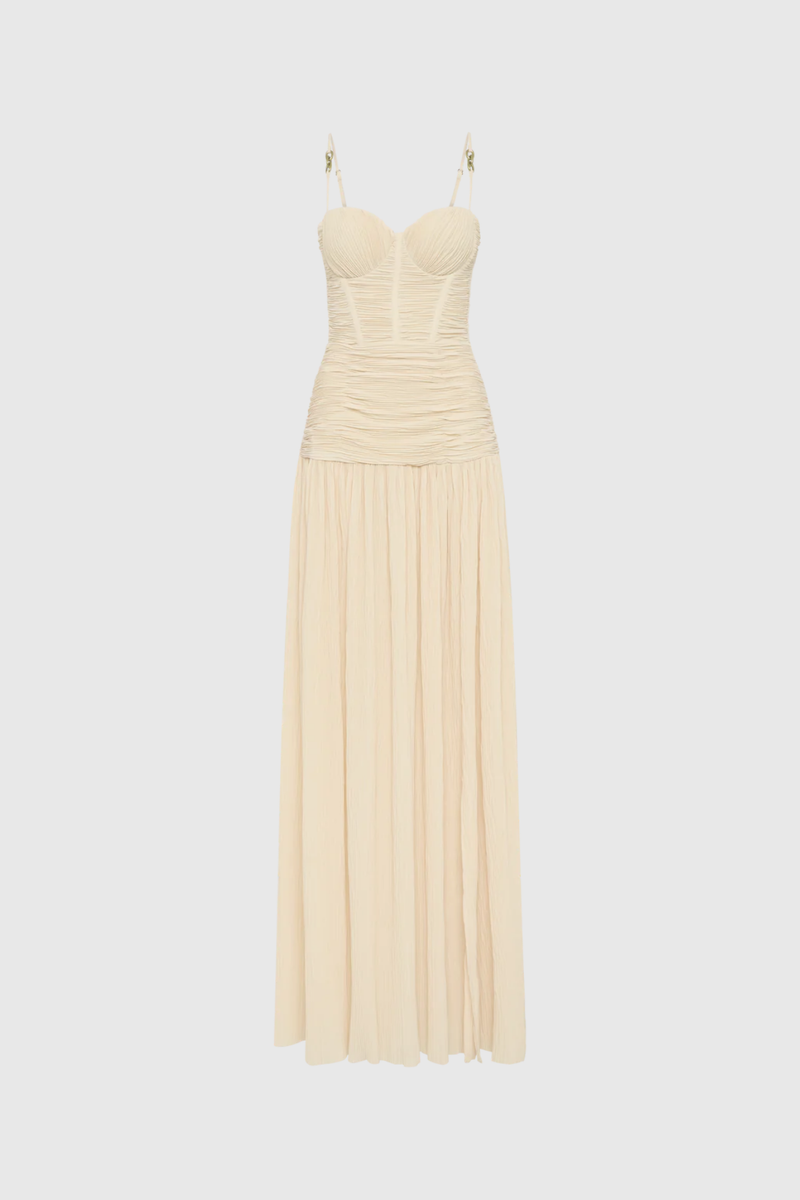 Anstey Ruch Split Spaghetti Maxi Dress in Apricot