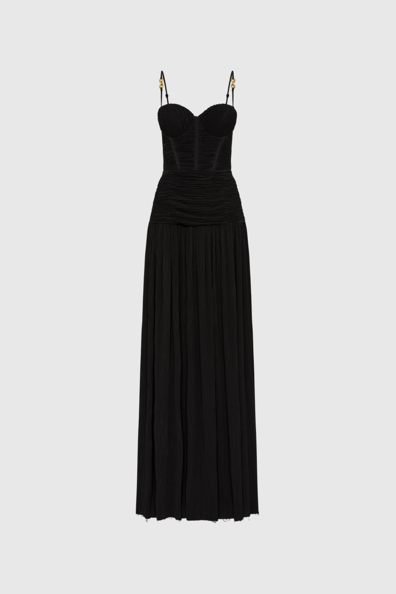 Anstey Ruch Split Spaghetti Maxi Dress in Black