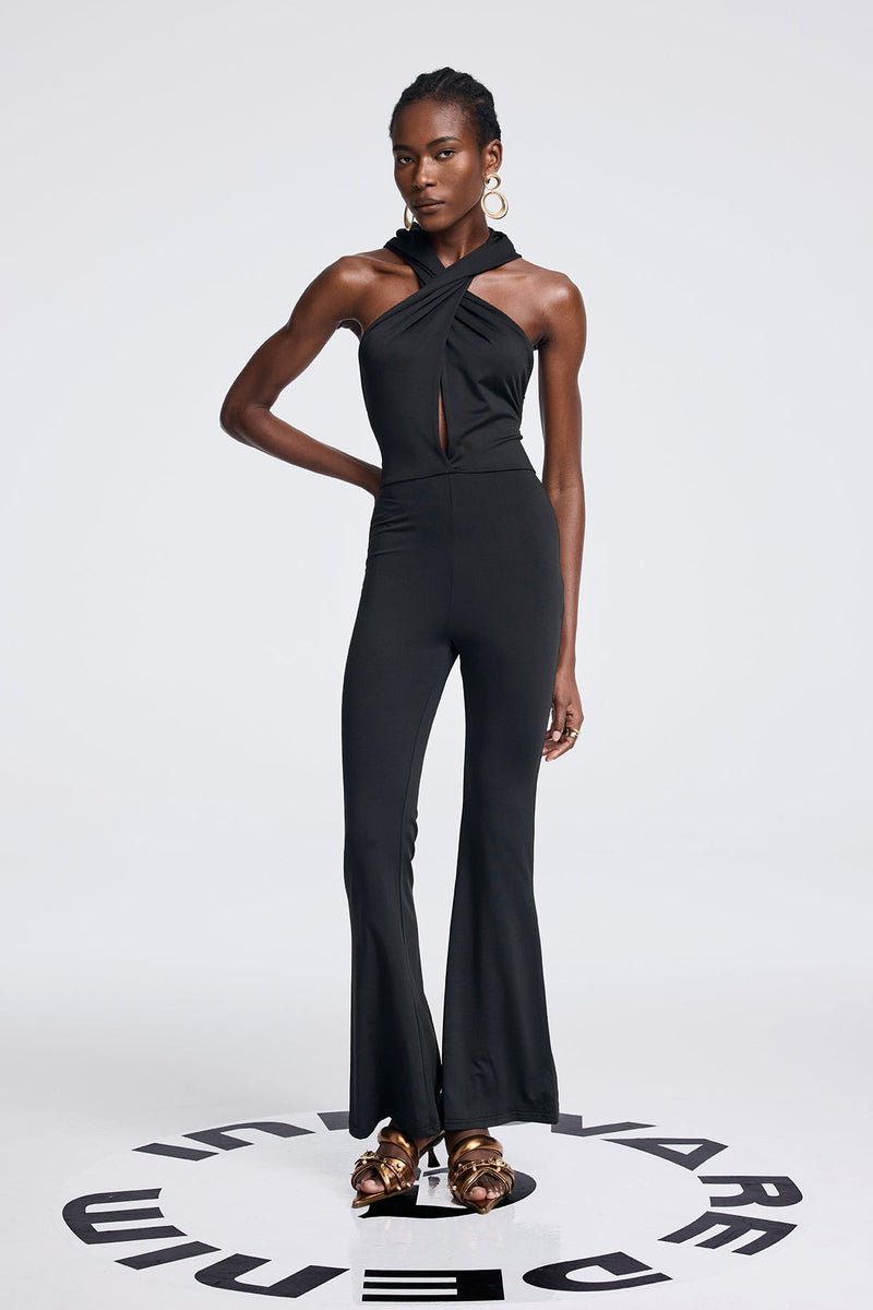 Anyas Cross Hooded Ruch Jumpsuit