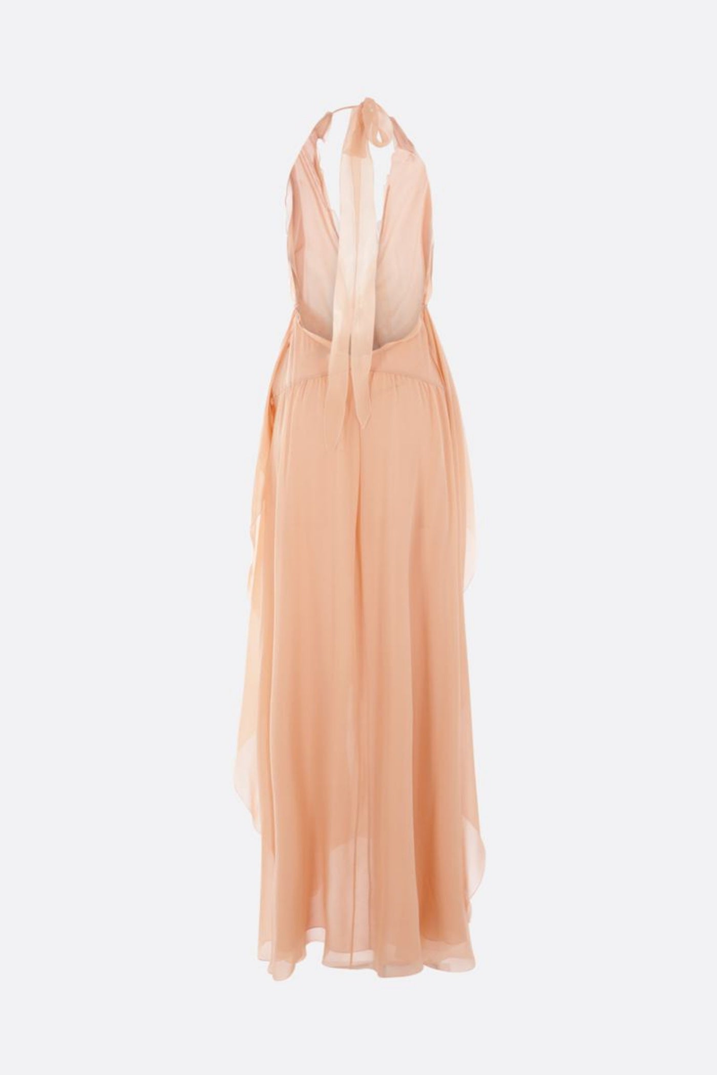 Aonaver Ruffle Halter Maxi Dress - Pink