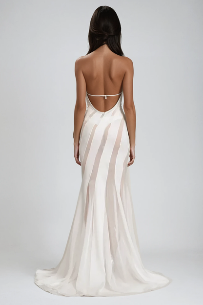 Aqualeo Halter Neck Satin Maxi Dress