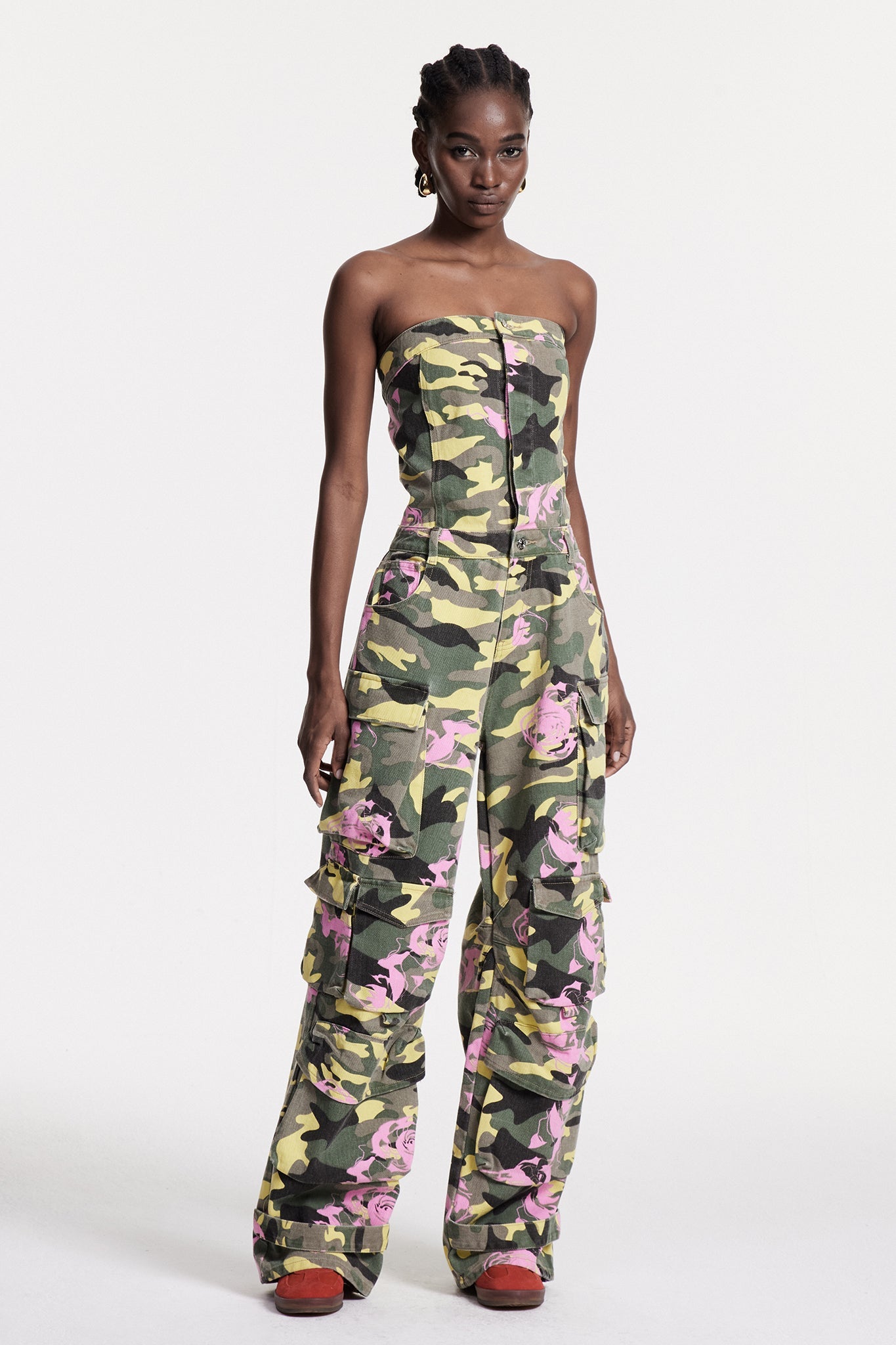 Arawn Camouflage Print Cargo Jumpsuit