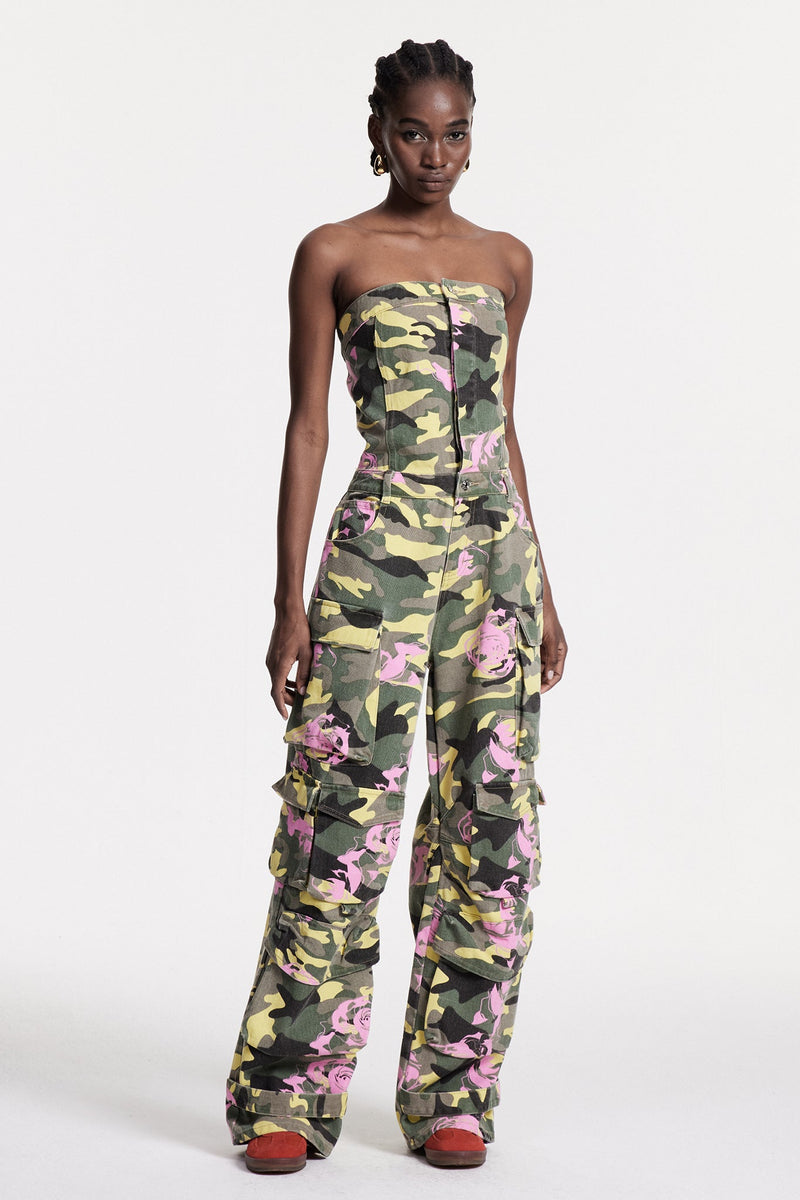 Arawn Camouflage Print Cargo Jumpsuit