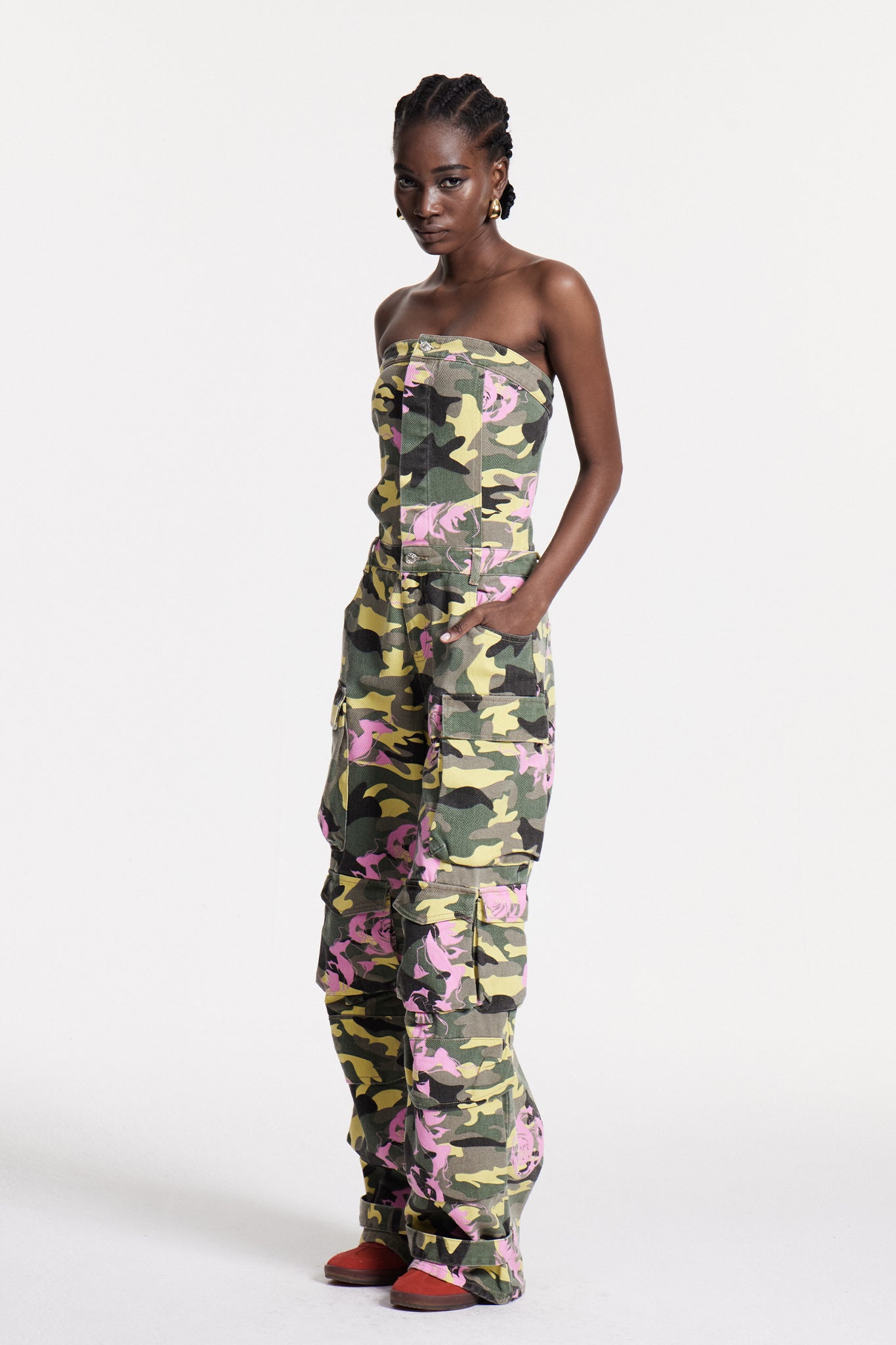 Arawn Camouflage Print Cargo Jumpsuit