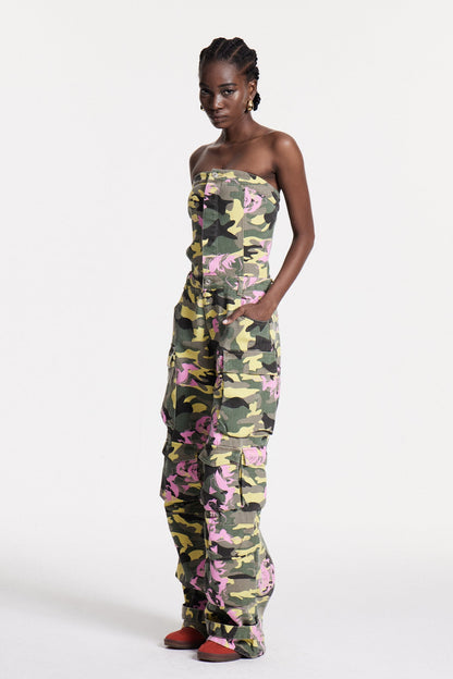 Arawn Camouflage Print Cargo Jumpsuit