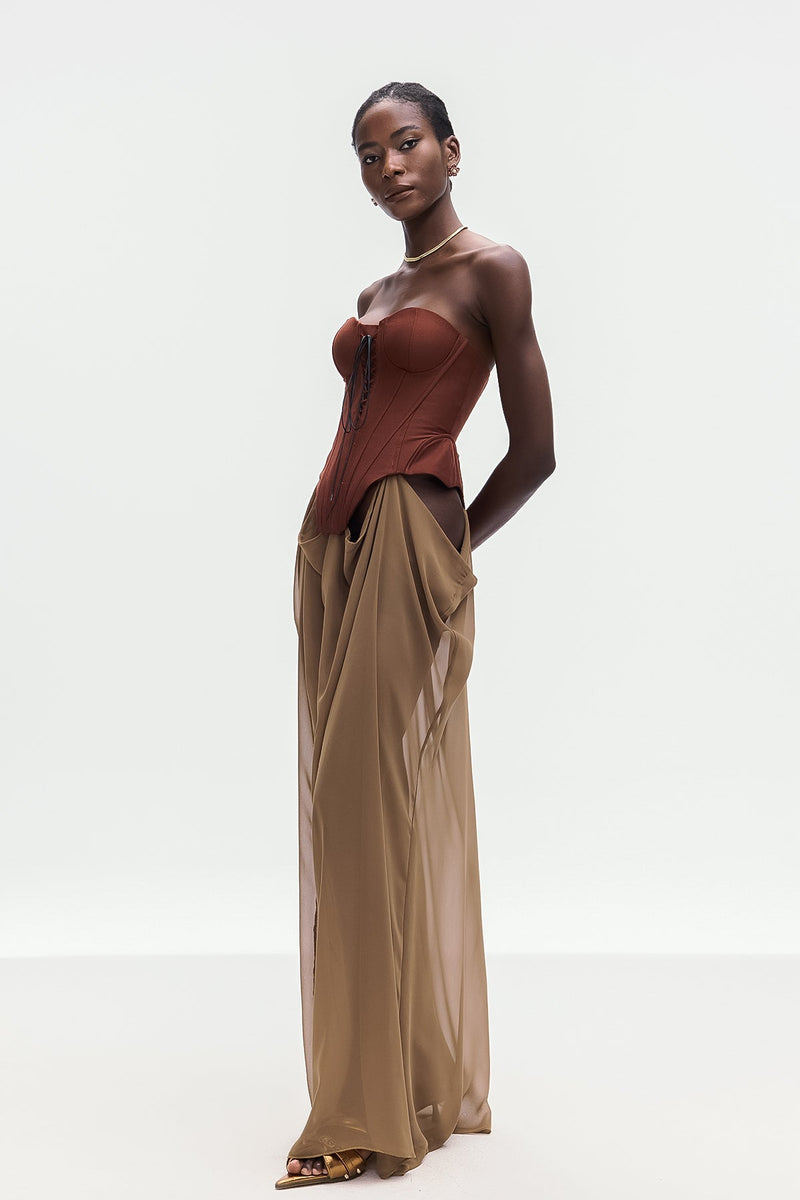 Ardelis Strapless Corset Lace Up Maxi Dress