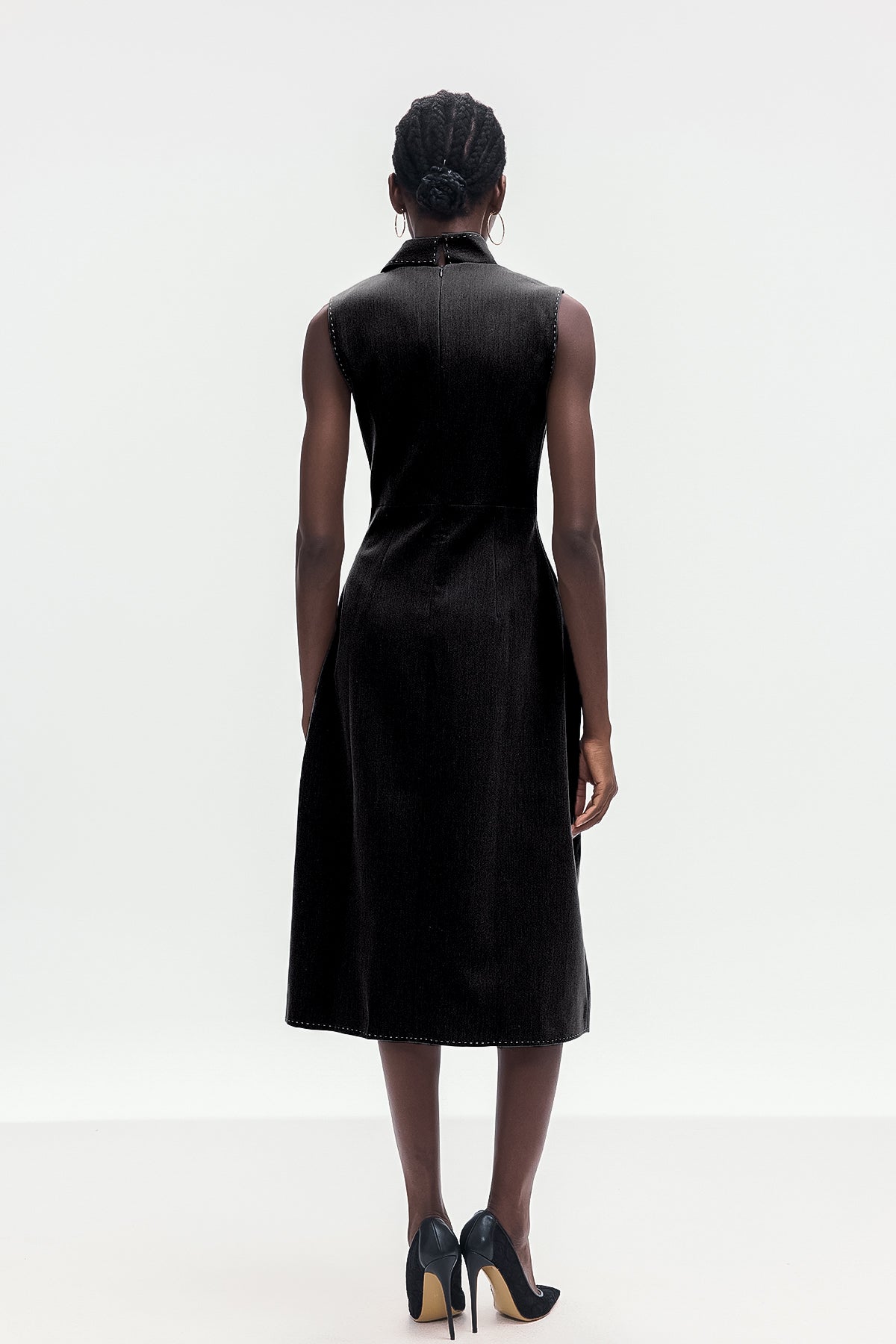 Ardon Asymmetric Split Sleeveless Maxi Dress in Black