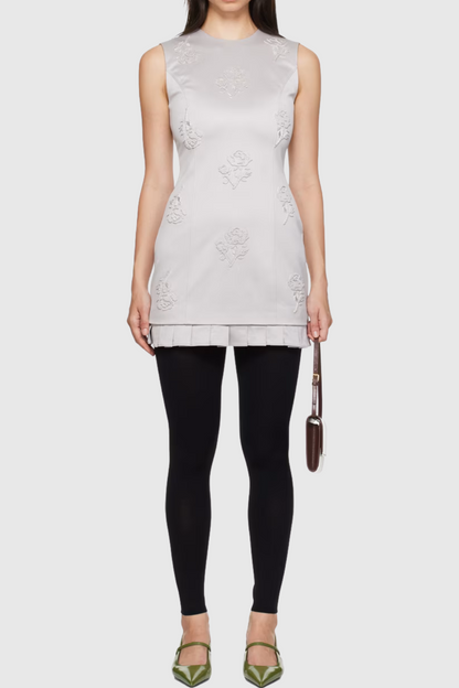 Arethusa Ruffle Sleeveless Mini Dress in Grey